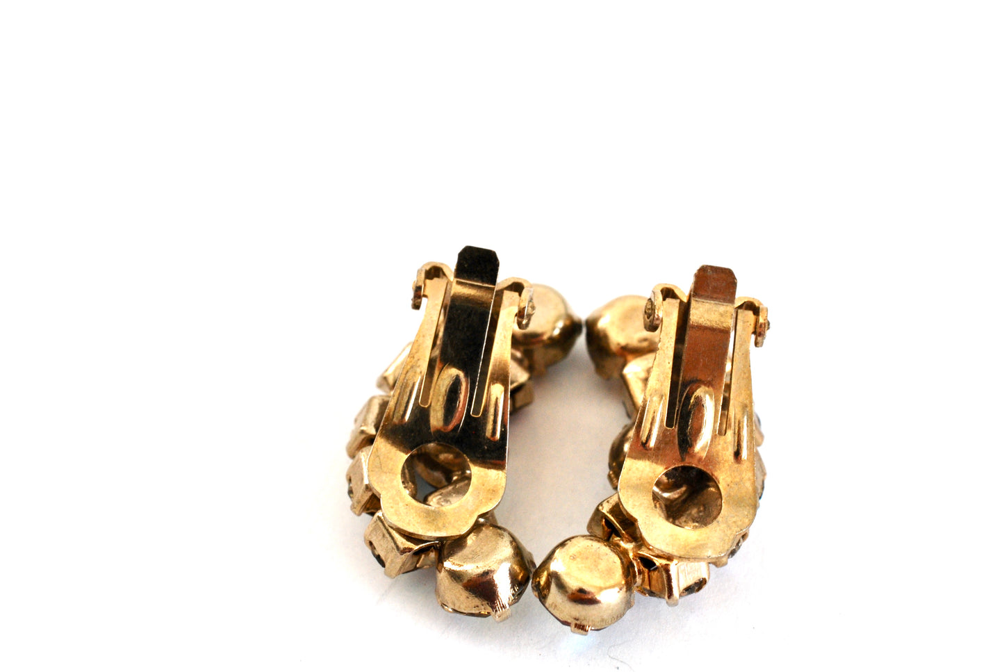 Vintage Crystal AB Rhinestone Clip On Earrings