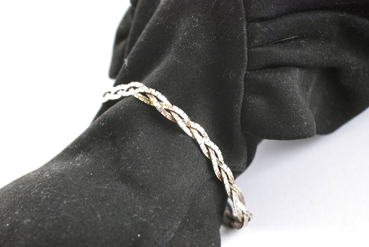 Sterling Silver Triple Strand Braided Herringbone Bracelet