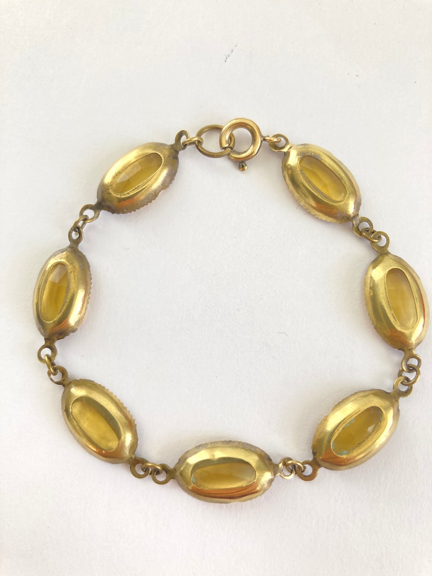 Antique Citrine Glass Link Bracelet
