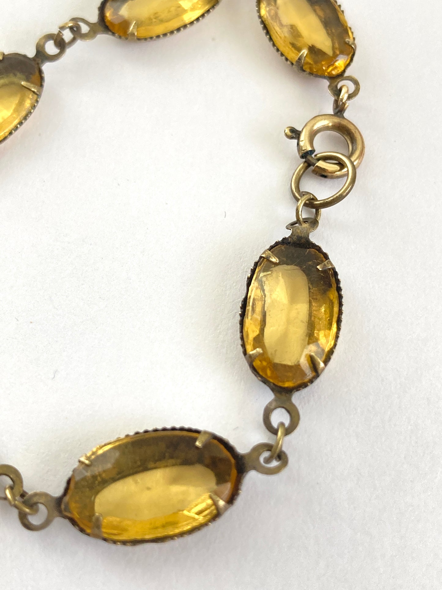 Antique Citrine Glass Link Bracelet