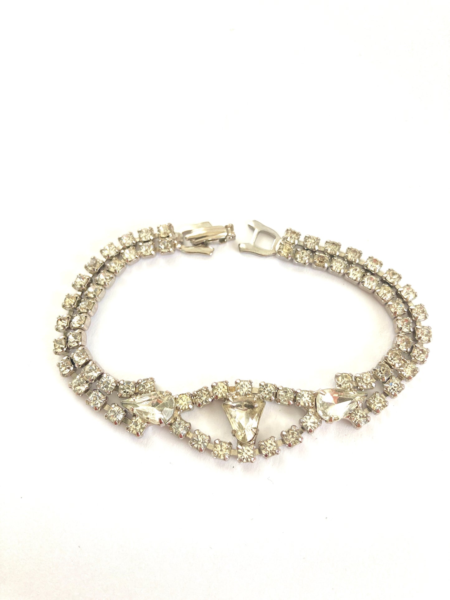 Double Strand Clear Rhinestone Bracelet w/Centerpiece