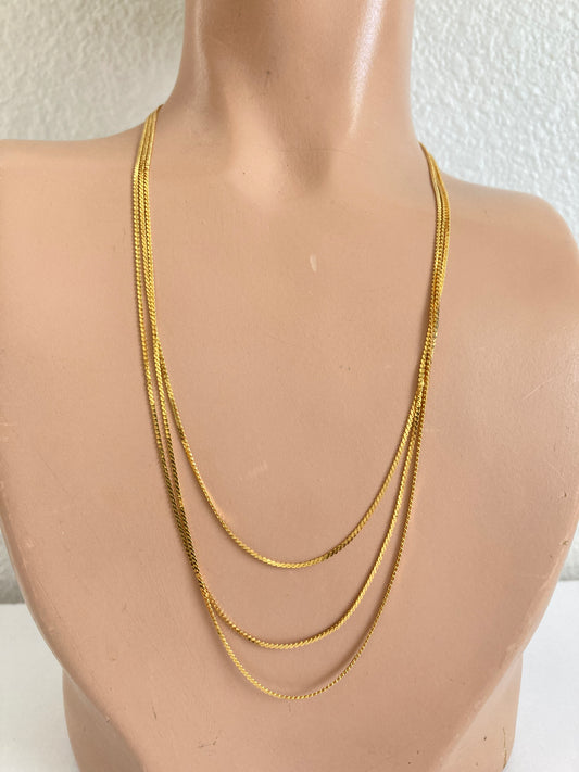 Triple Strand Delicate Necklace marked Korea