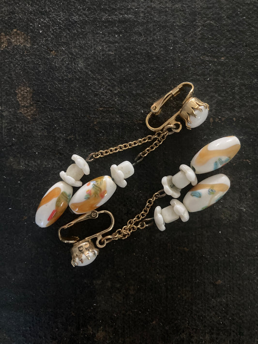 Vintage Lampwork Glass Dangle Earrings