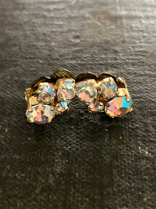 Iridescent AB Rhinestone Clip-on Earrings