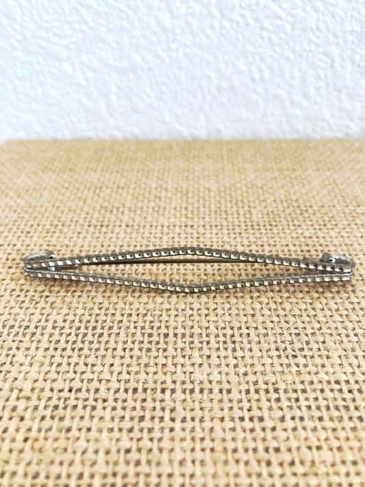 Large Openwork Stamped Metal Bar Brooch