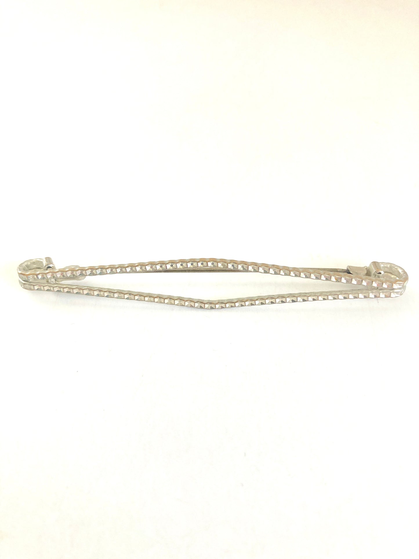 Large Openwork Stamped Metal Bar Brooch