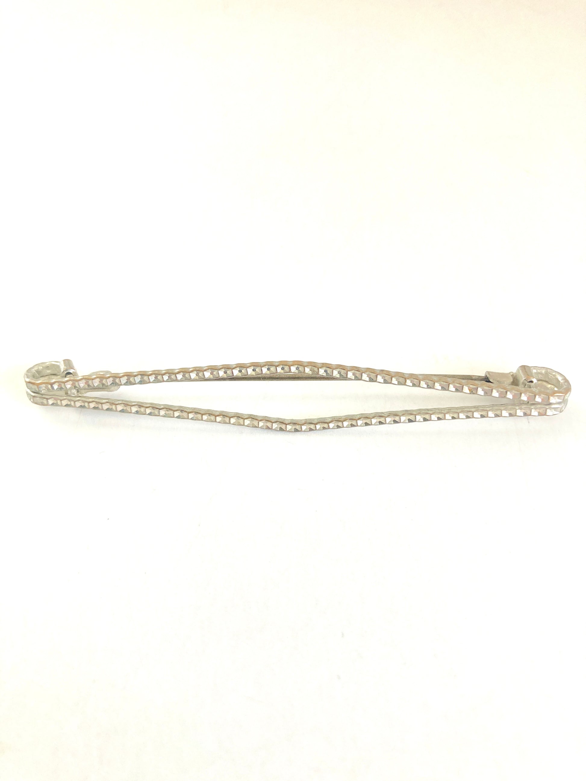 Large Openwork Stamped Metal Bar Brooch
