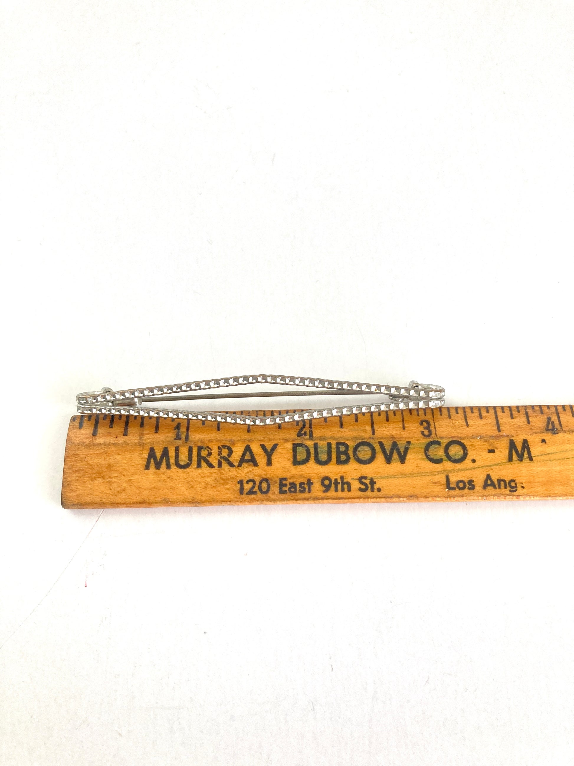 Large Openwork Stamped Metal Bar Brooch