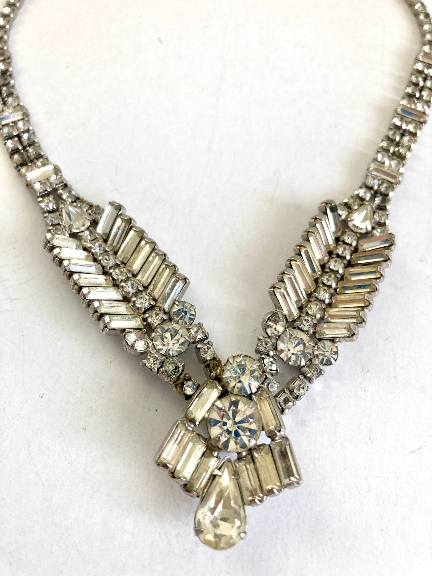 Vintage 1940s Baguette Rhinestone Necklace