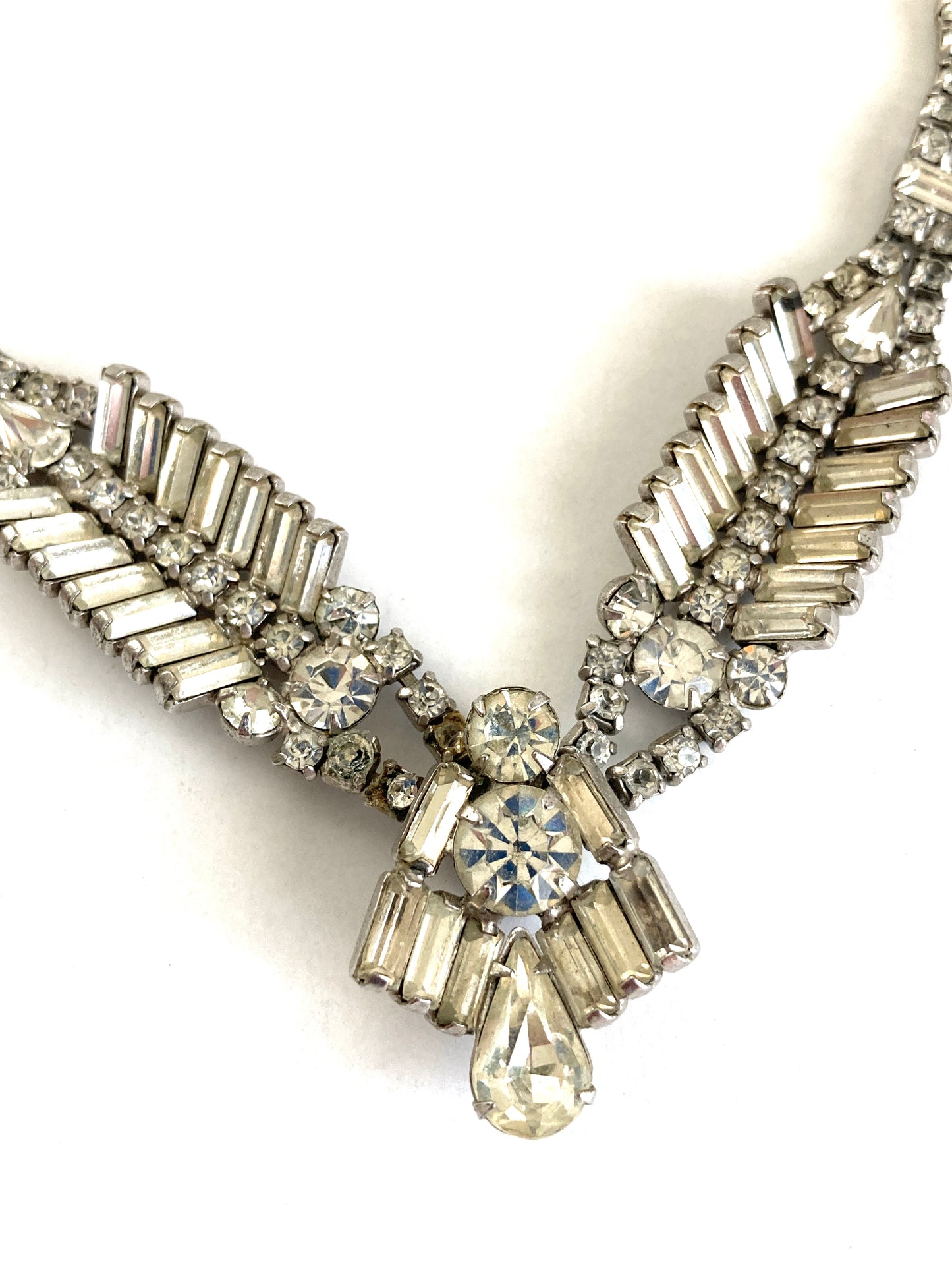 Vintage 1940s Baguette Rhinestone Necklace