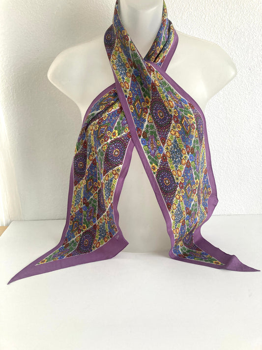Long Pointed Floral Scarf in Purple by Echo