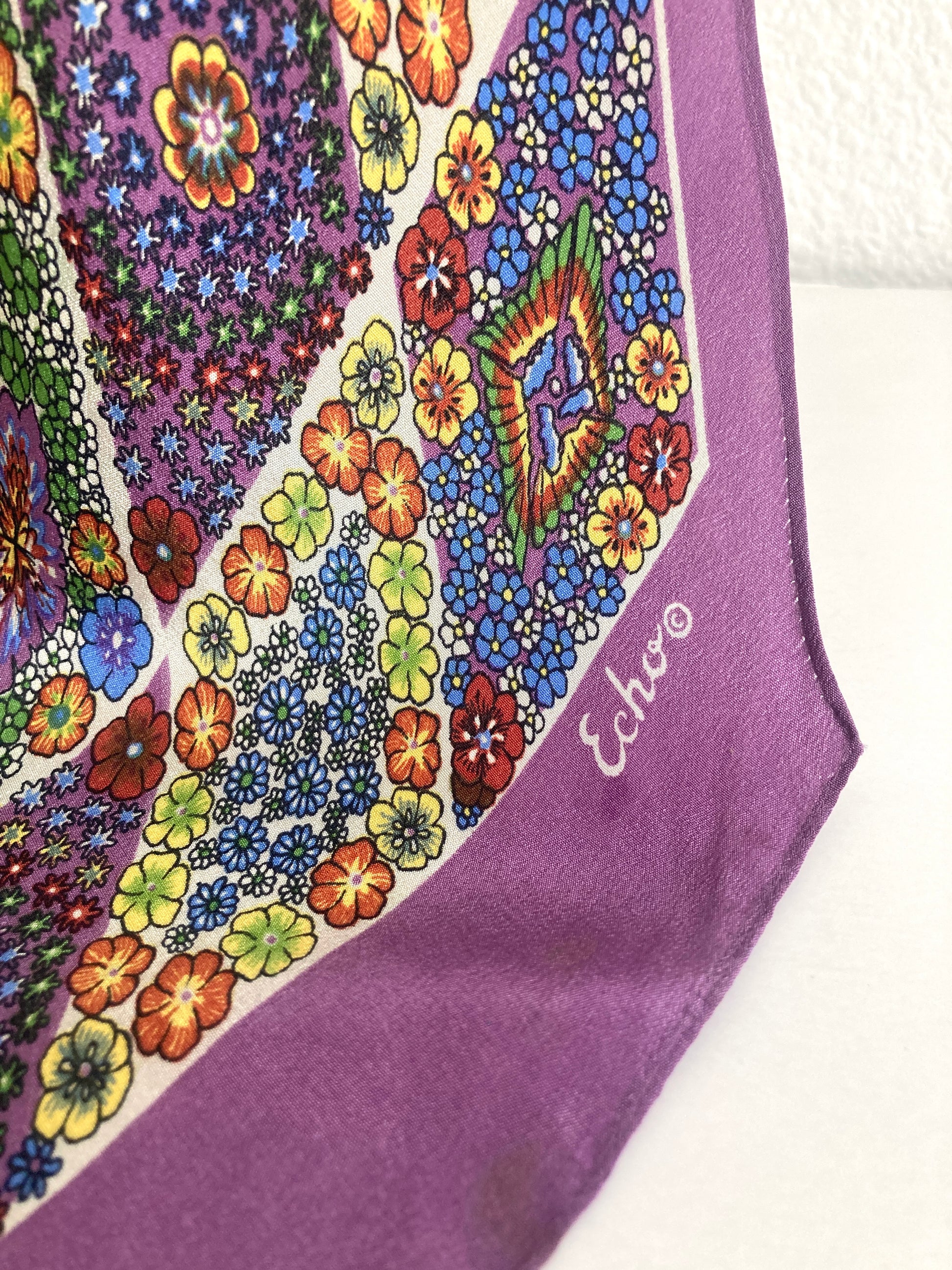 Long Pointed Floral Scarf in Purple by Echo