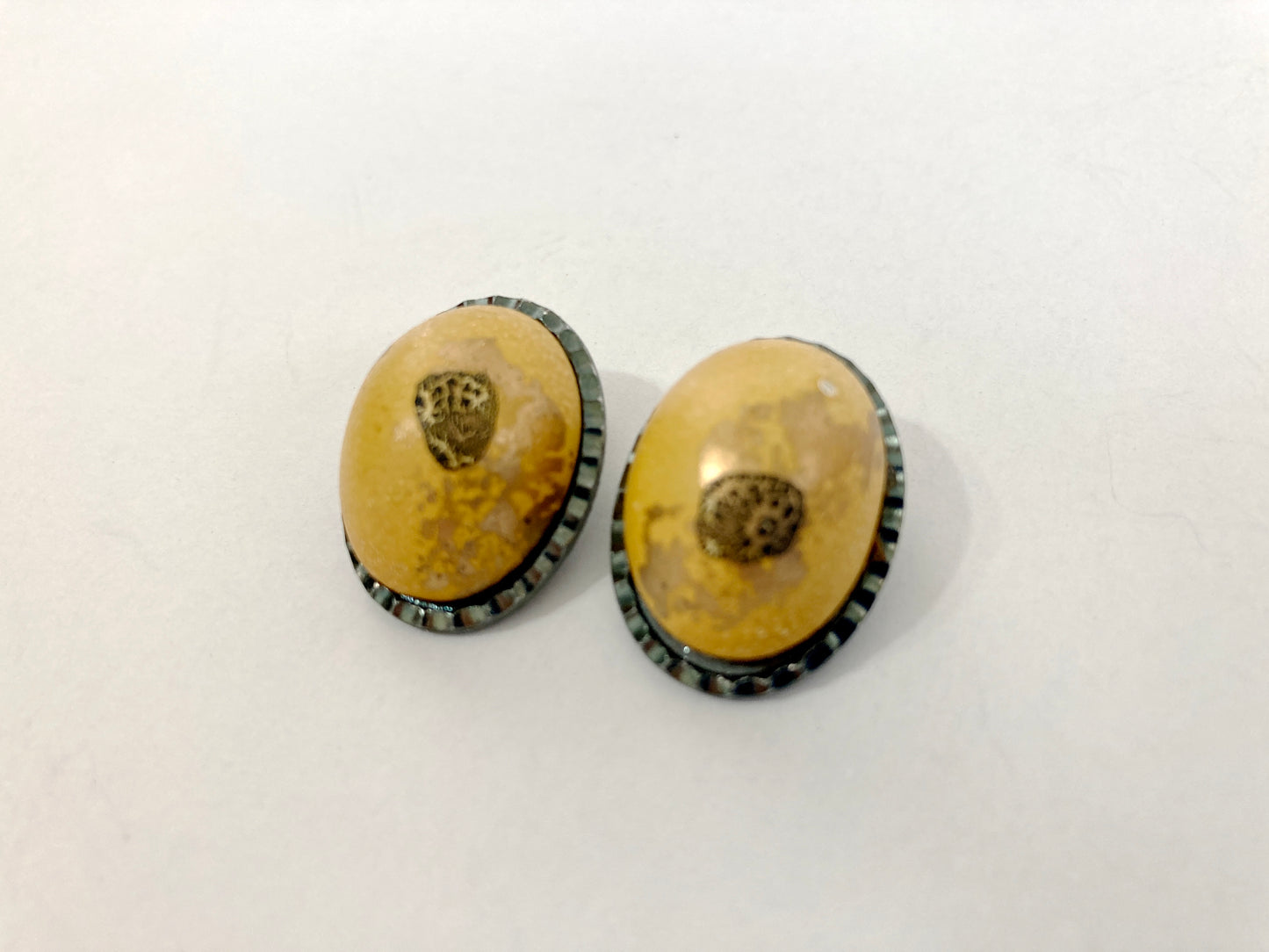 Yellow Splatter Paint Clip On Earrings Vintage Hong Kong