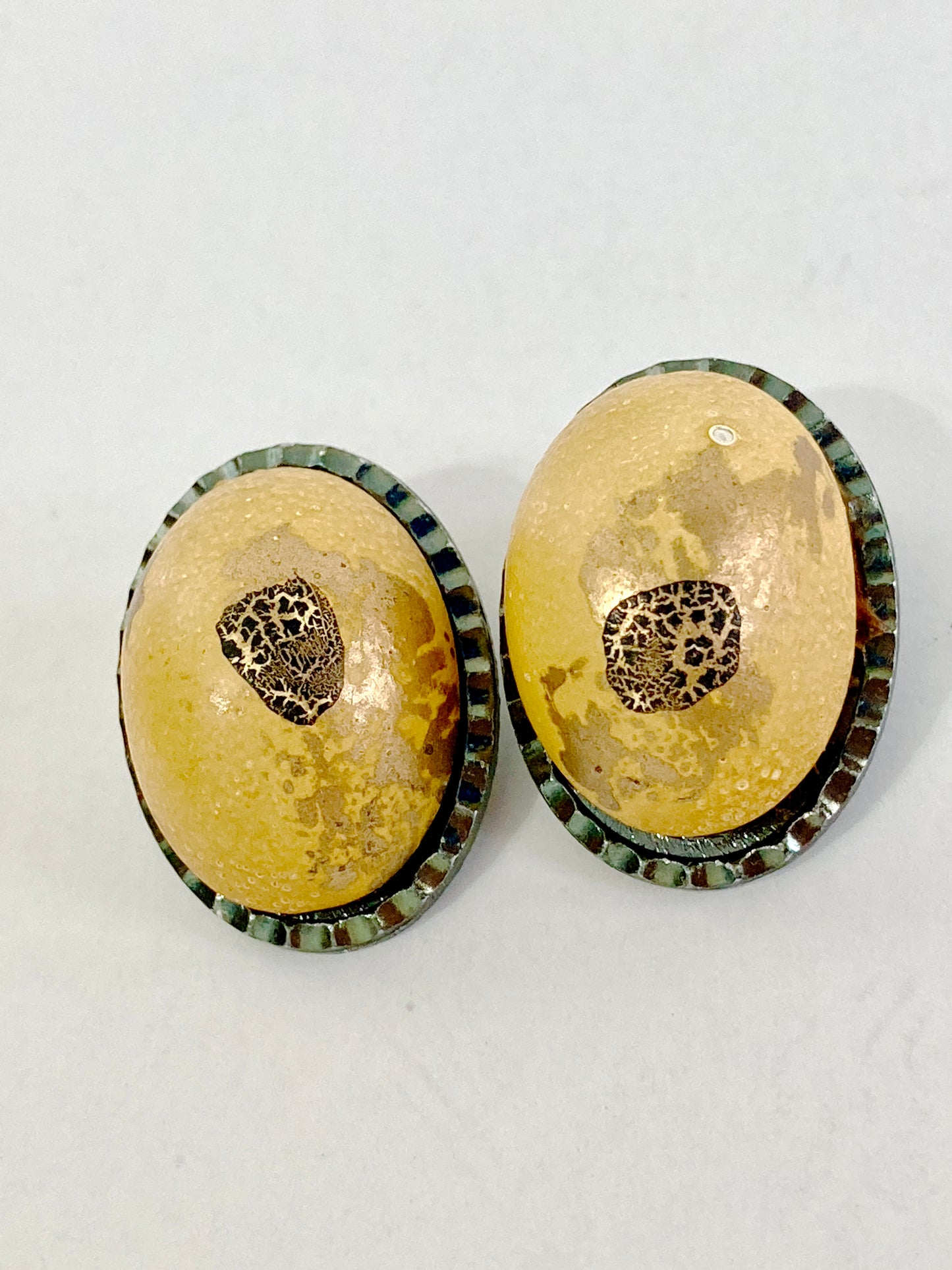 Yellow Splatter Paint Clip On Earrings Vintage Hong Kong
