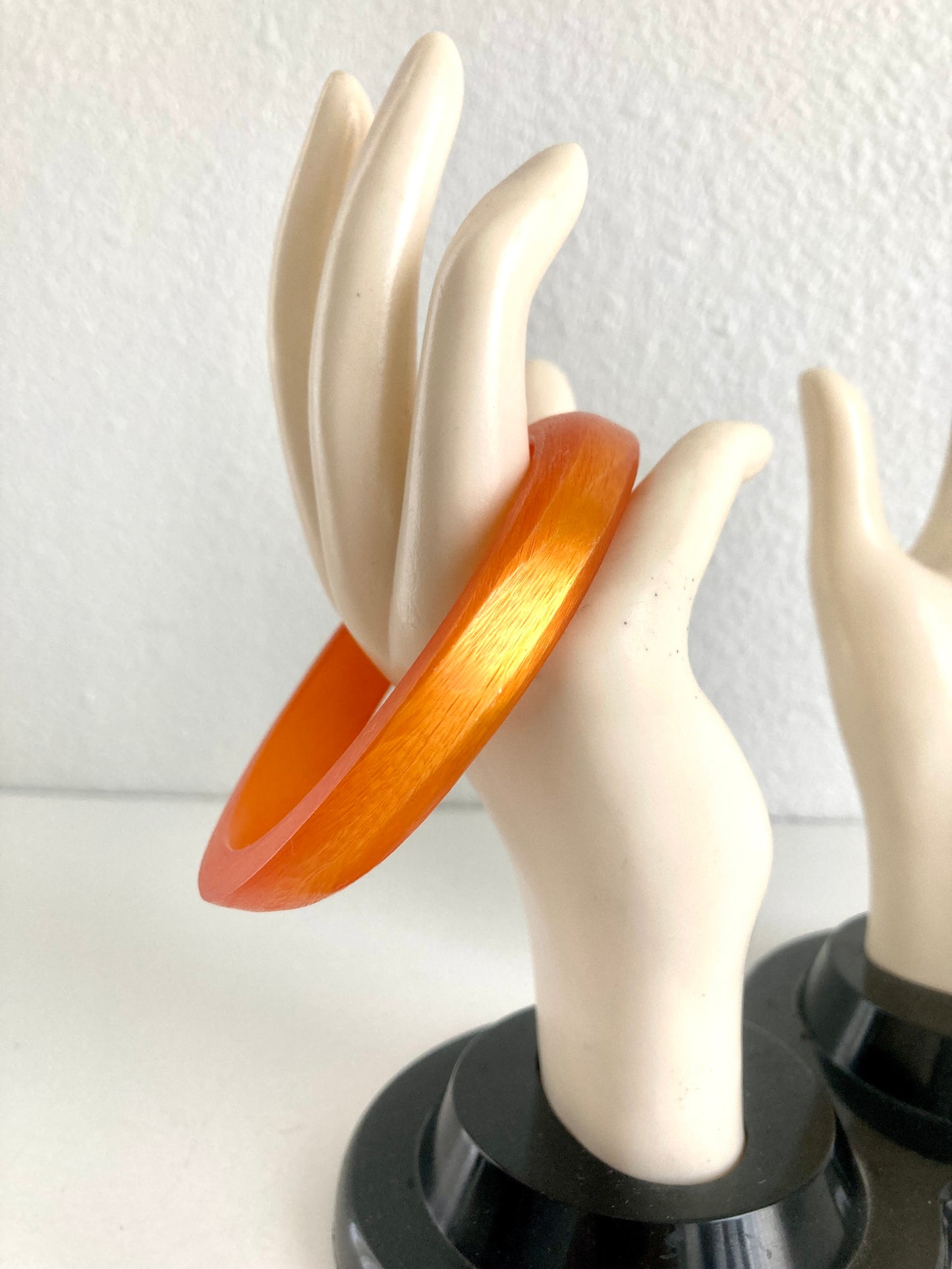 Iridescent Asymmetrical Slice Bangle Bracelet in Orange