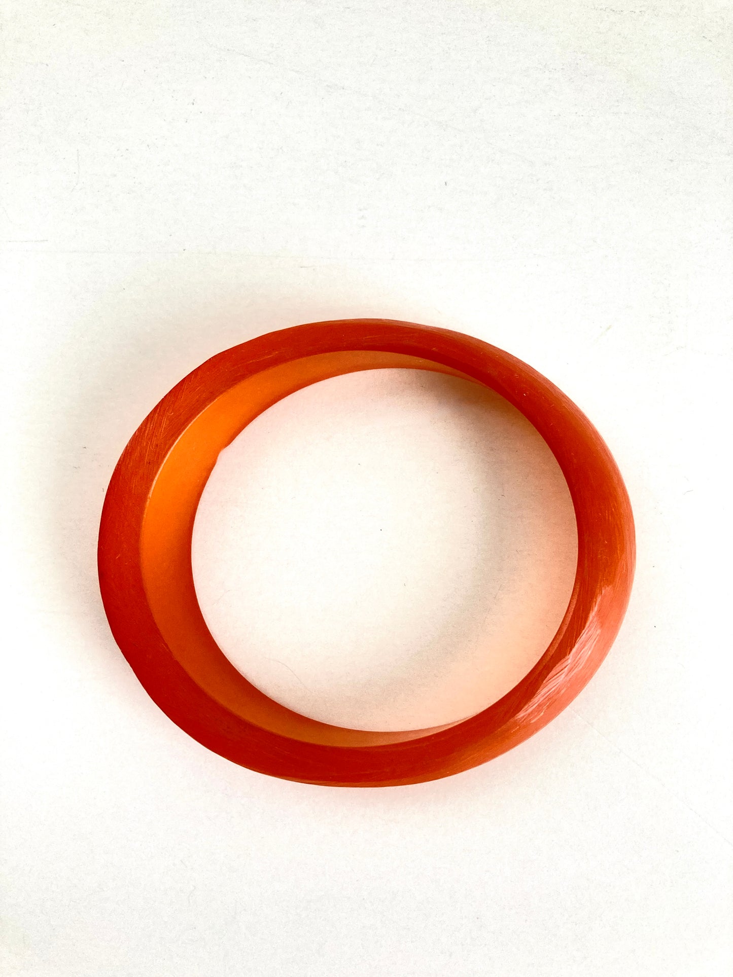 Iridescent Asymmetrical Slice Bangle Bracelet in Orange