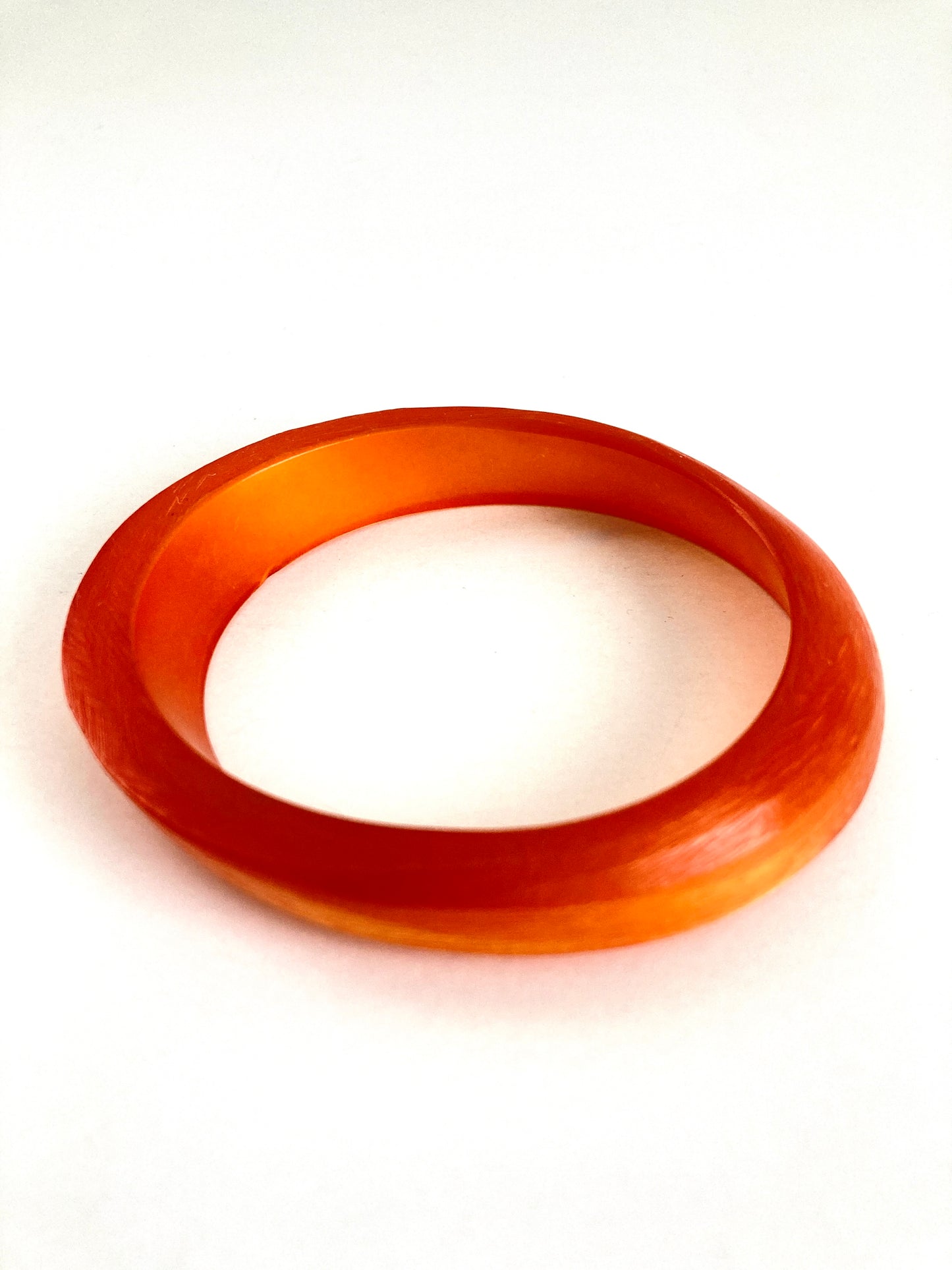 Iridescent Asymmetrical Slice Bangle Bracelet in Orange