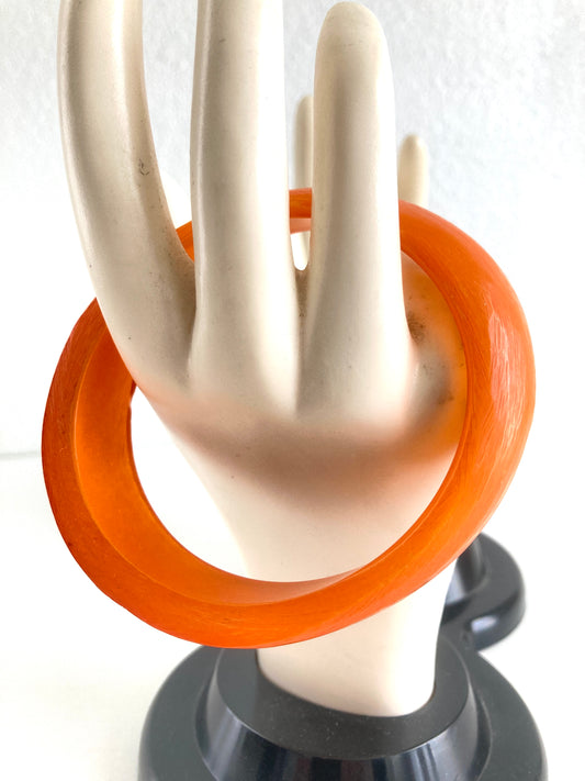 Iridescent Asymmetrical Slice Bangle Bracelet in Orange