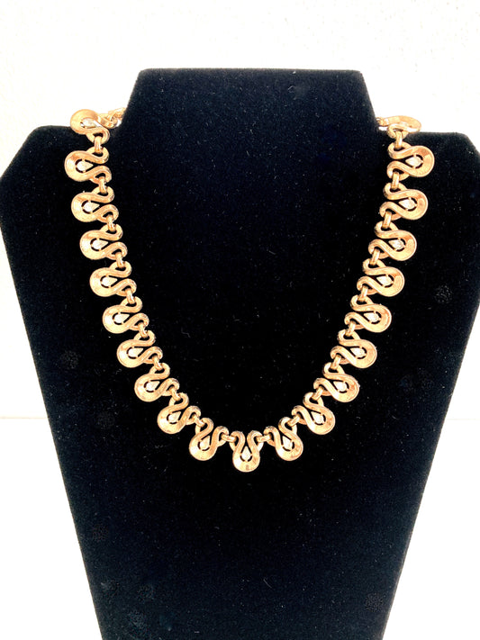 1930s Trifari Gold Tone Teardrop & Crystal Necklace