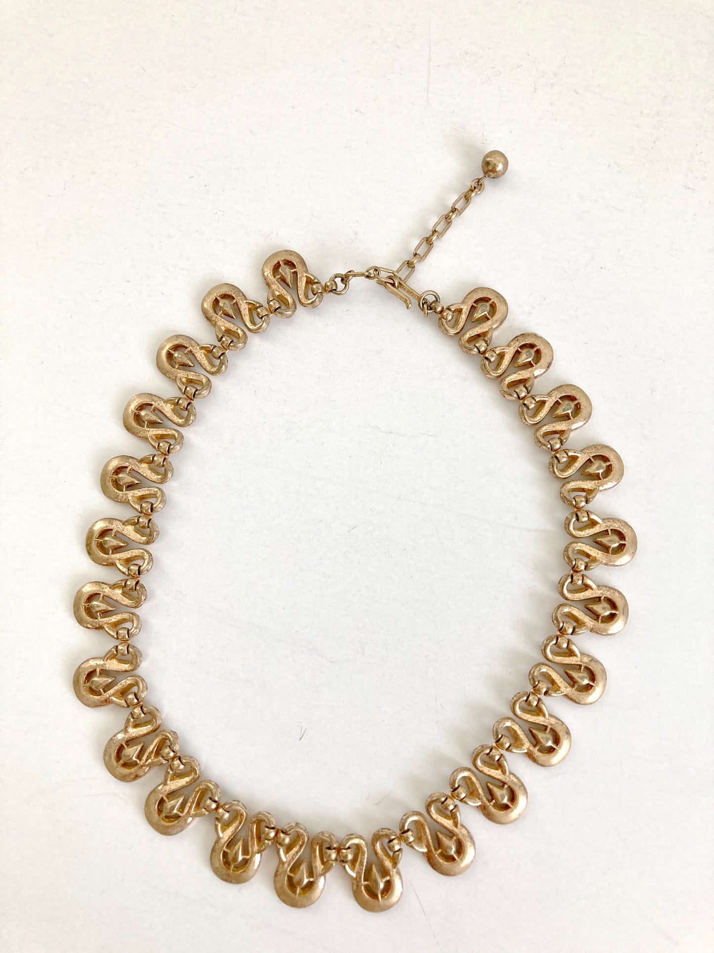 1930s Trifari Gold Tone Teardrop & Crystal Necklace