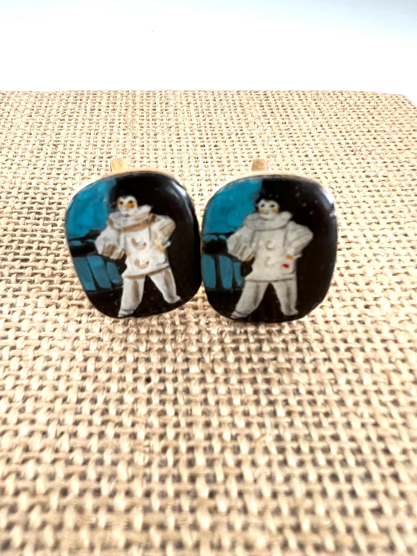 Pierrot Enamel Hand Painted Cufflinks