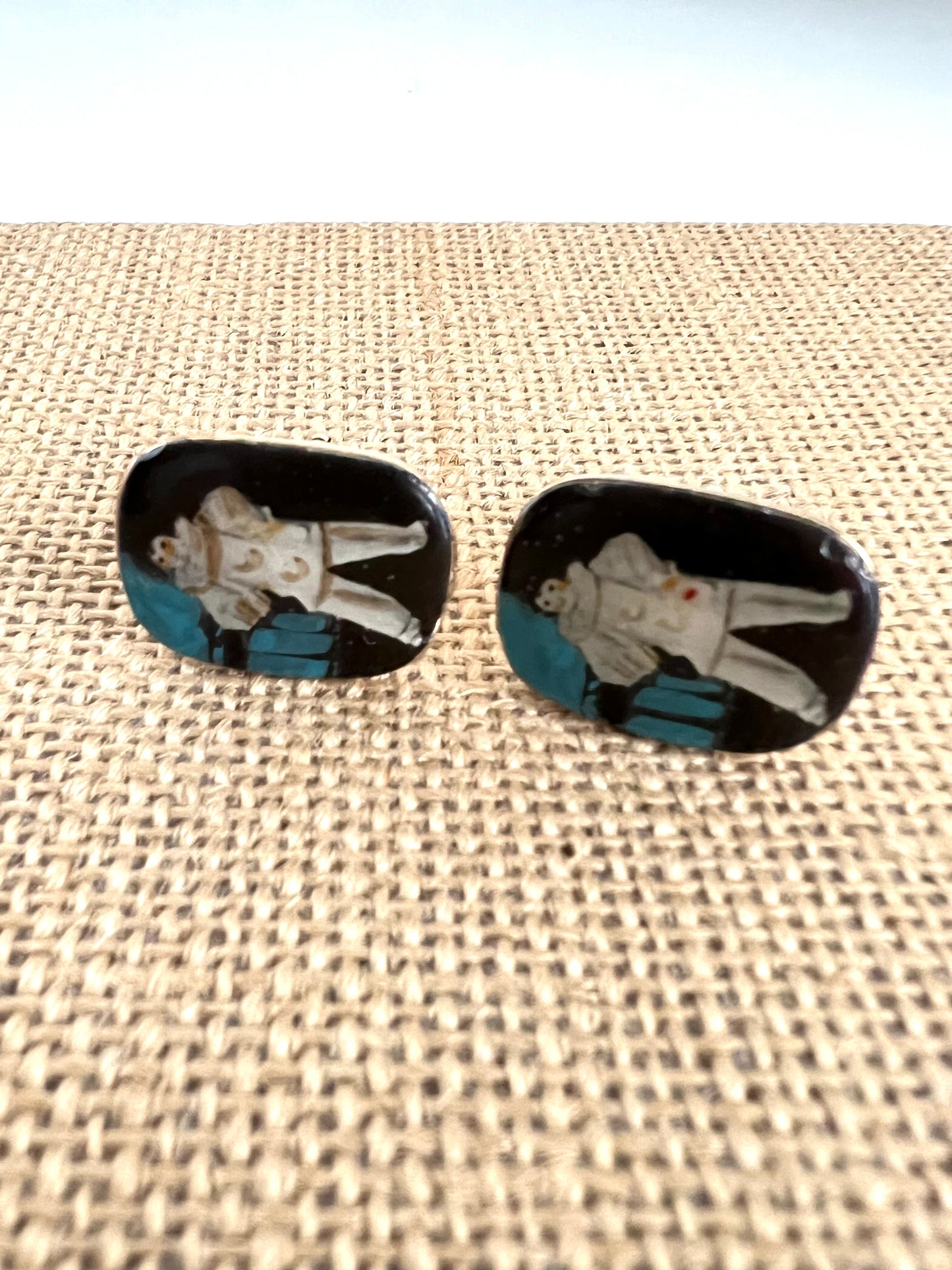 Pierrot Enamel Hand Painted Cufflinks