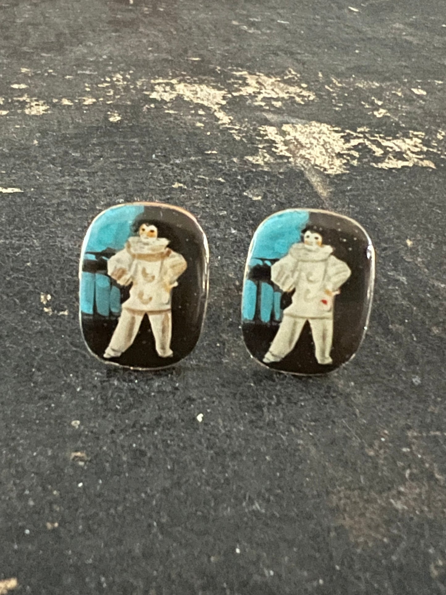 Pierrot Enamel Hand Painted Cufflinks