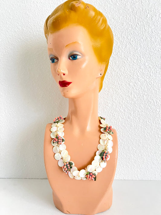 Miriam Haskell 1940s Mother of Pearl Floral Necklace