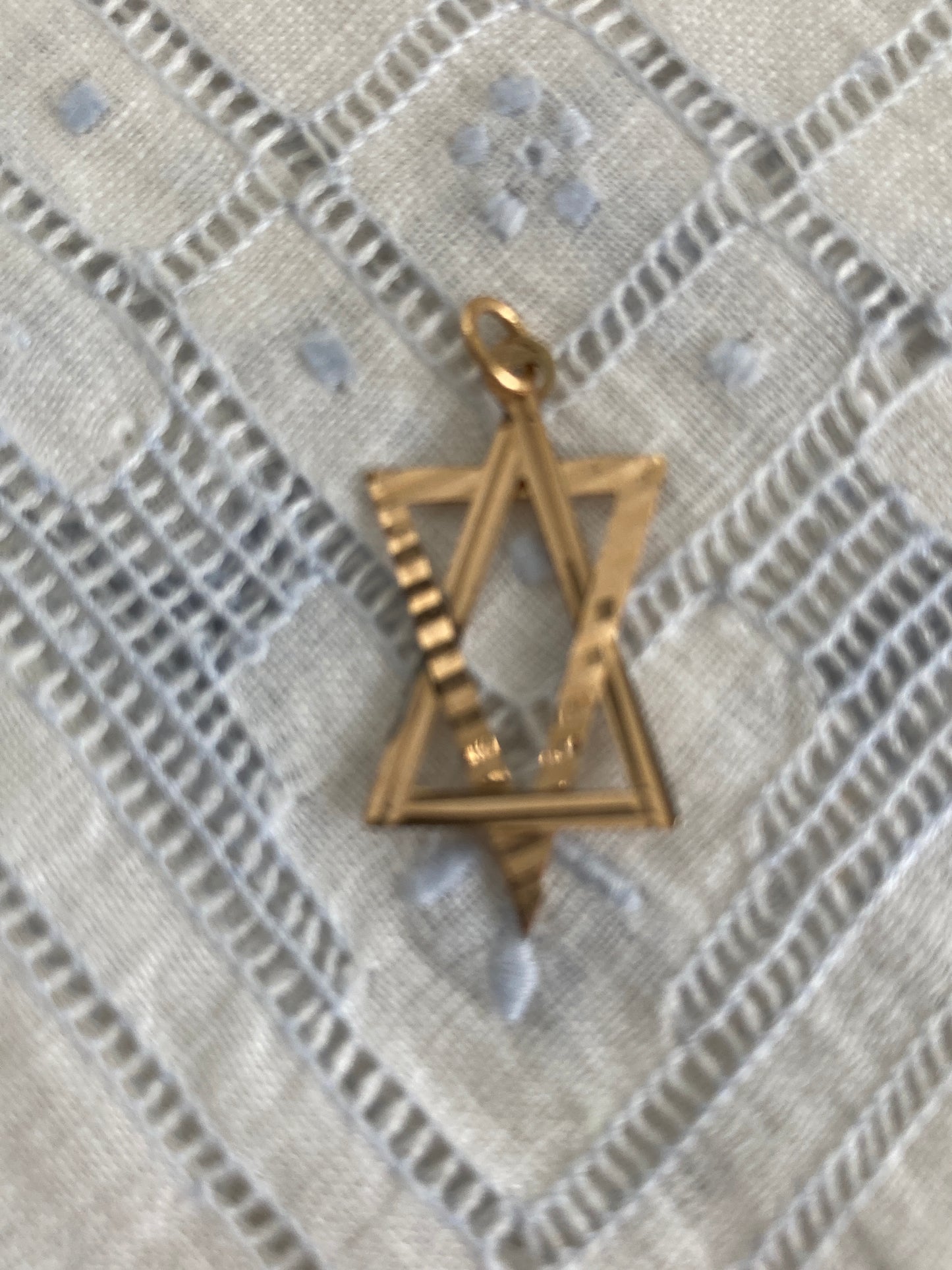 Gold Textured Star of David Pendant Necklace