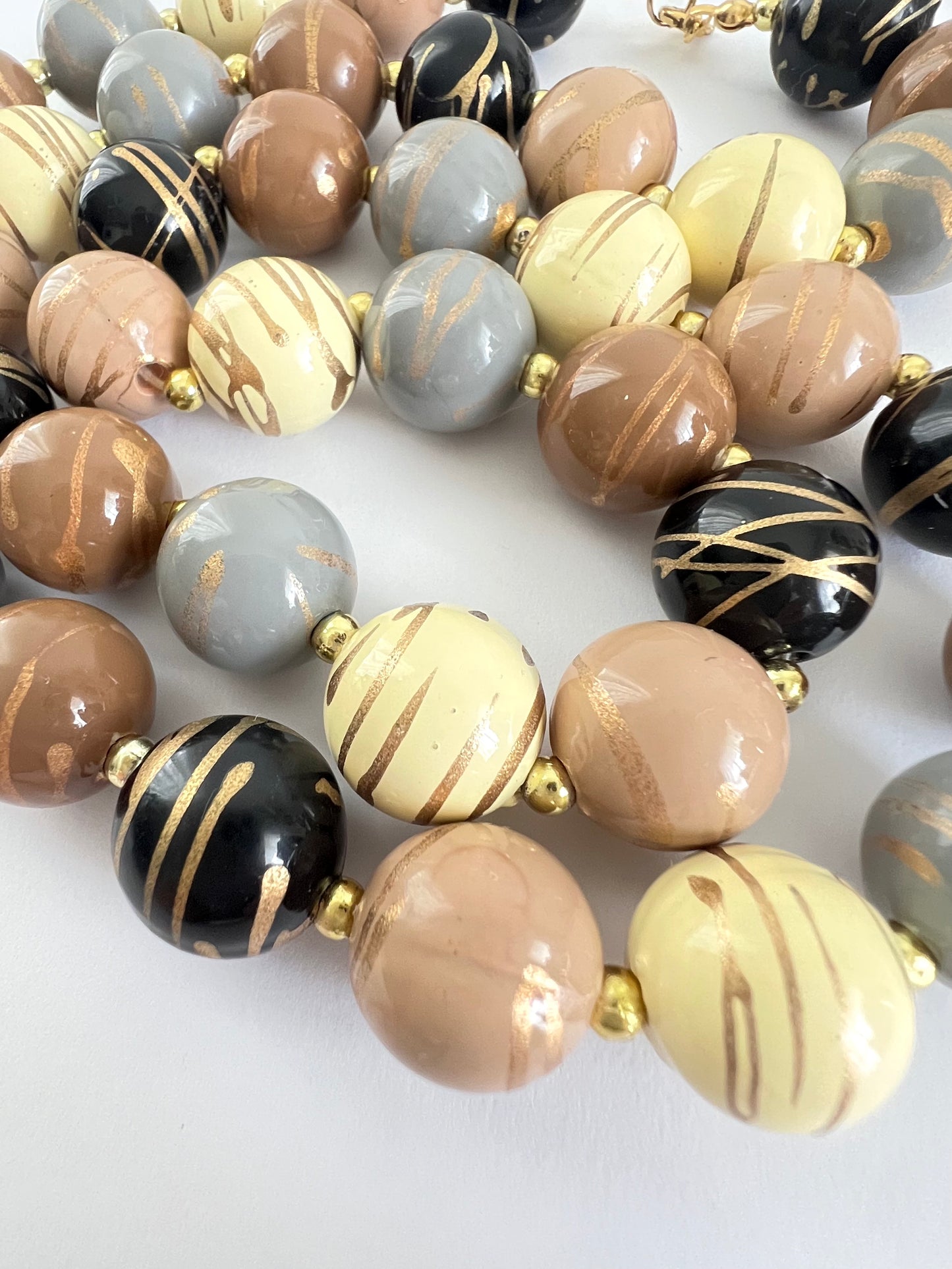 Neutral Colors Beaded Necklace w/ a Hint of Gold