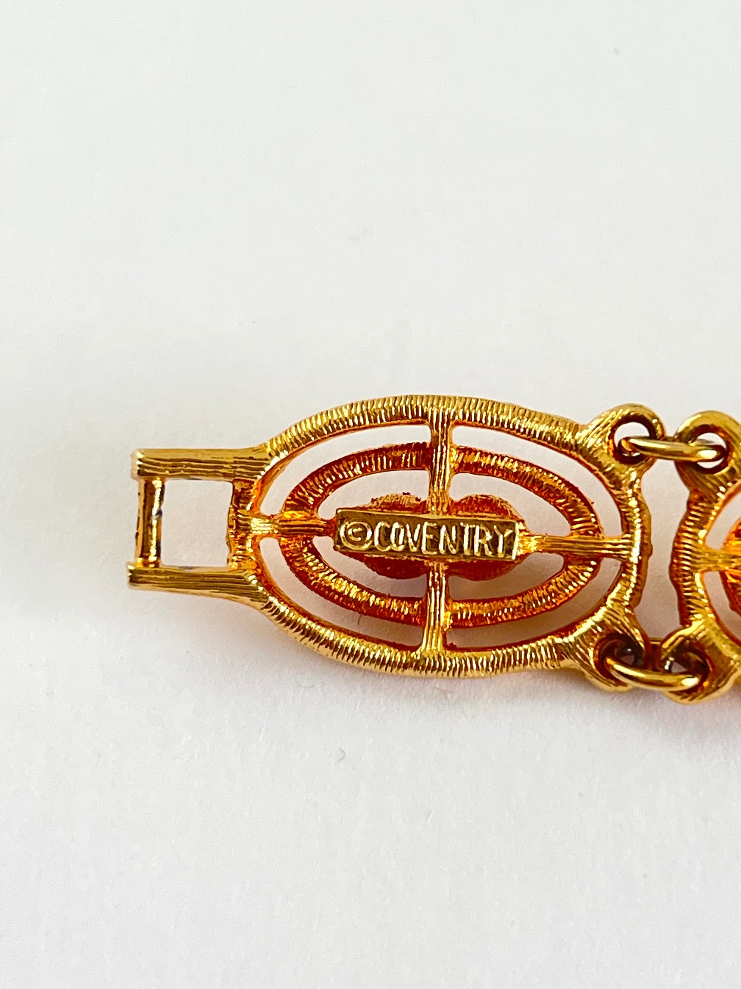 Sarah Coventry Gold Tone Link Bracelet w/ White Beads