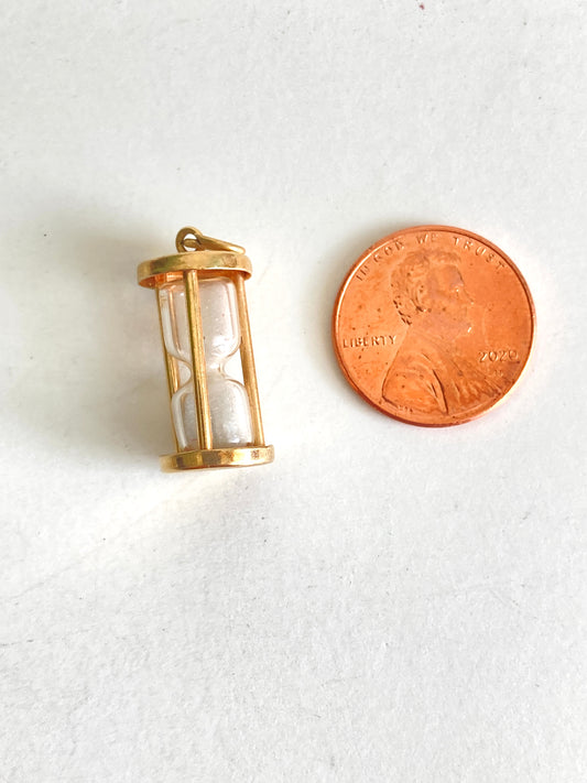 14k Gold Vintage Hourglass Charm Marked TC