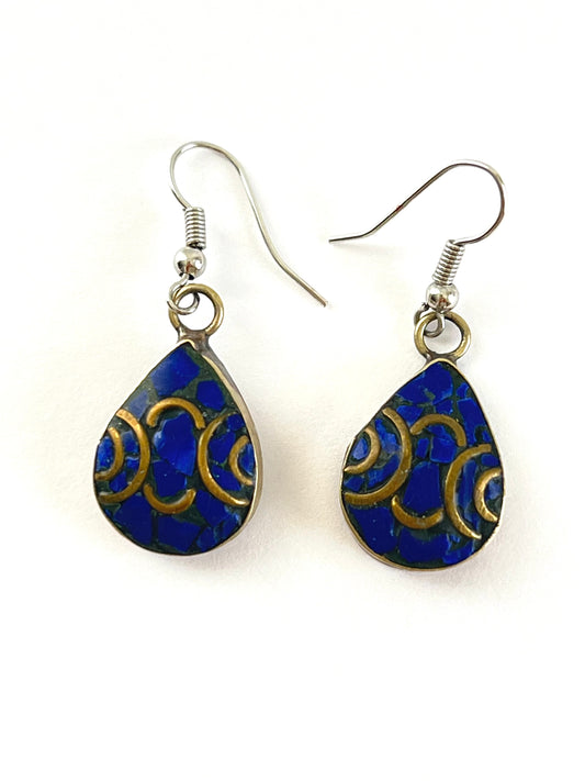 Lapis Lazuli Tibetan Silver Teardrop Earrings