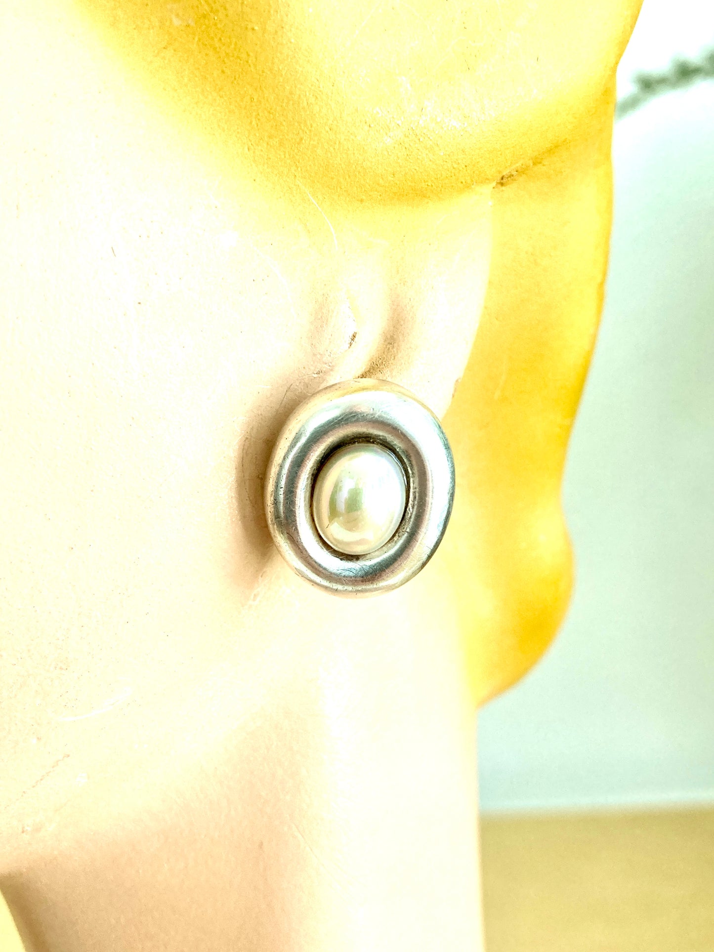 Sterling Silver and Faux Pearl Earrings by Barra