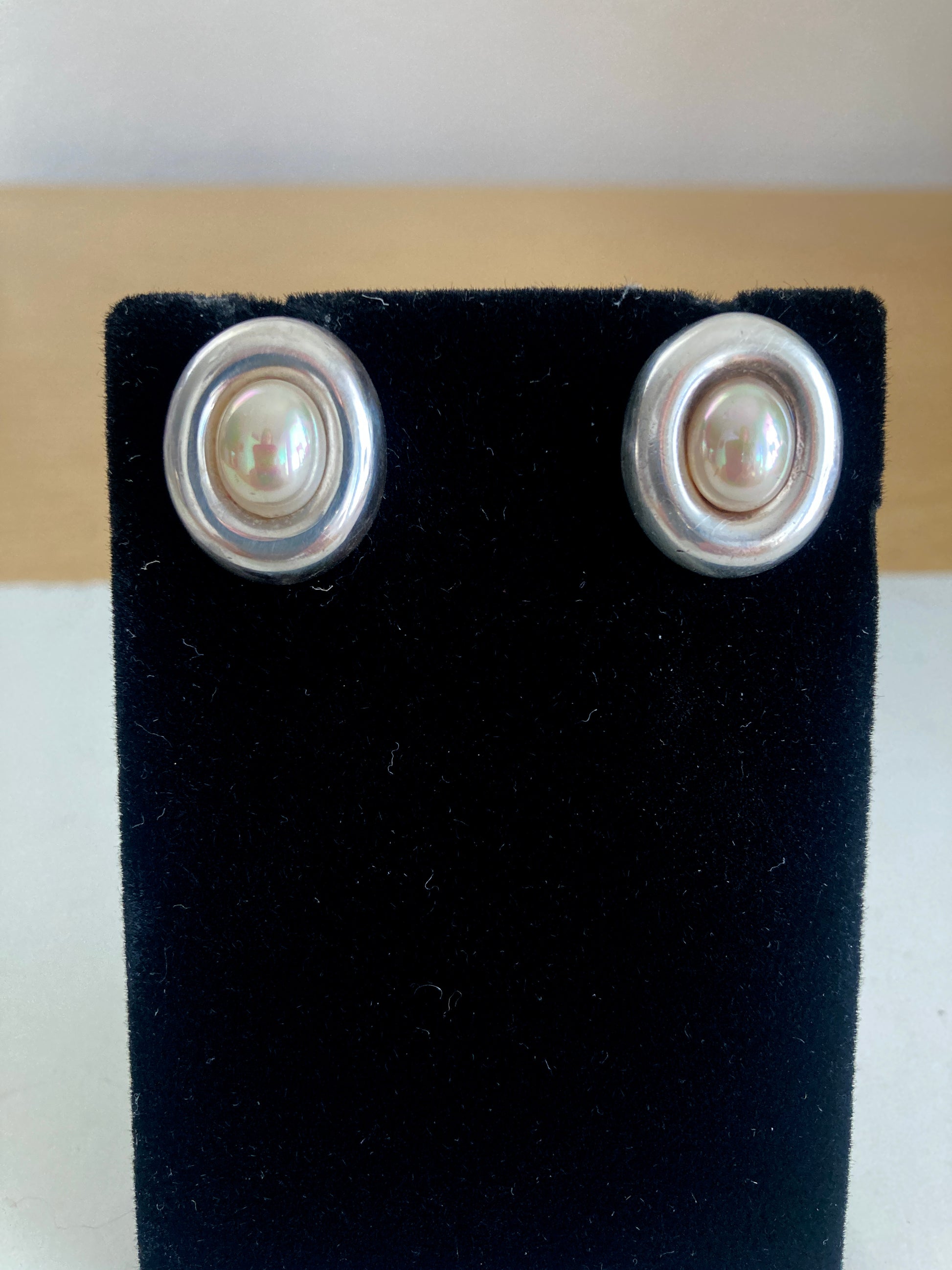 Sterling Silver and Faux Pearl Earrings by Barra