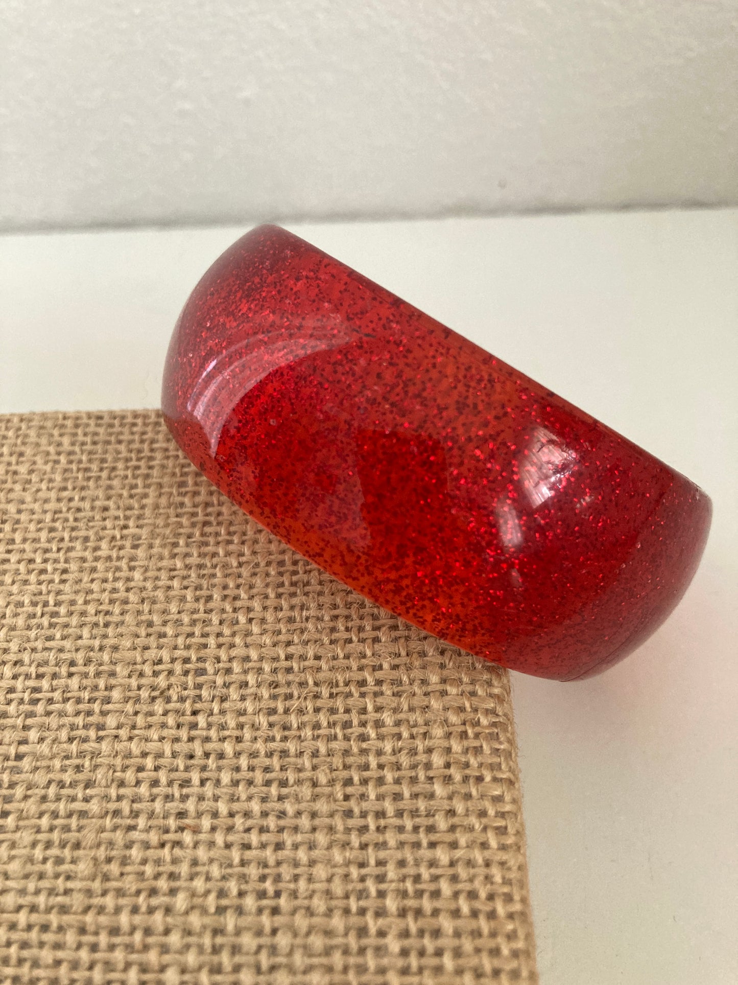 Red Glitter Lucite Bangle