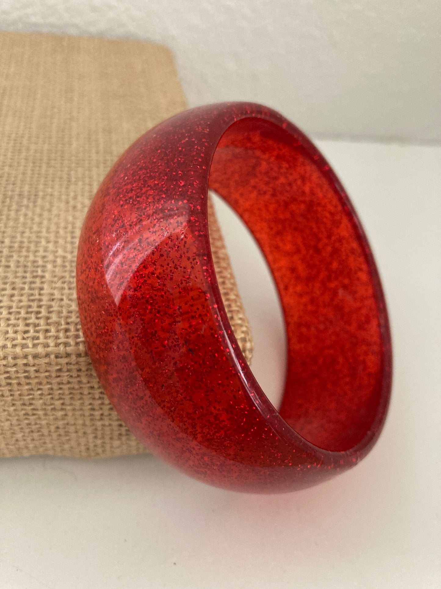 Red Glitter Lucite Bangle