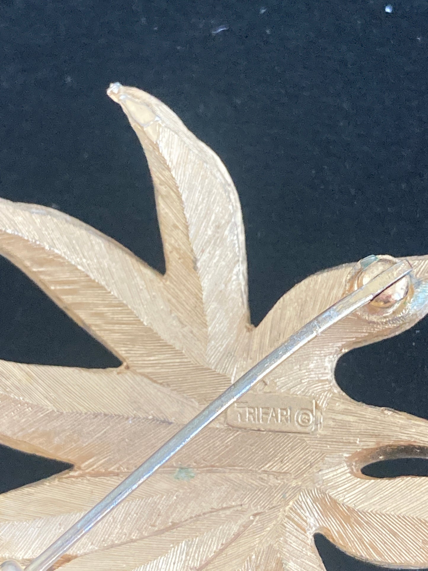 Trifari White Enamel Brooch Floral