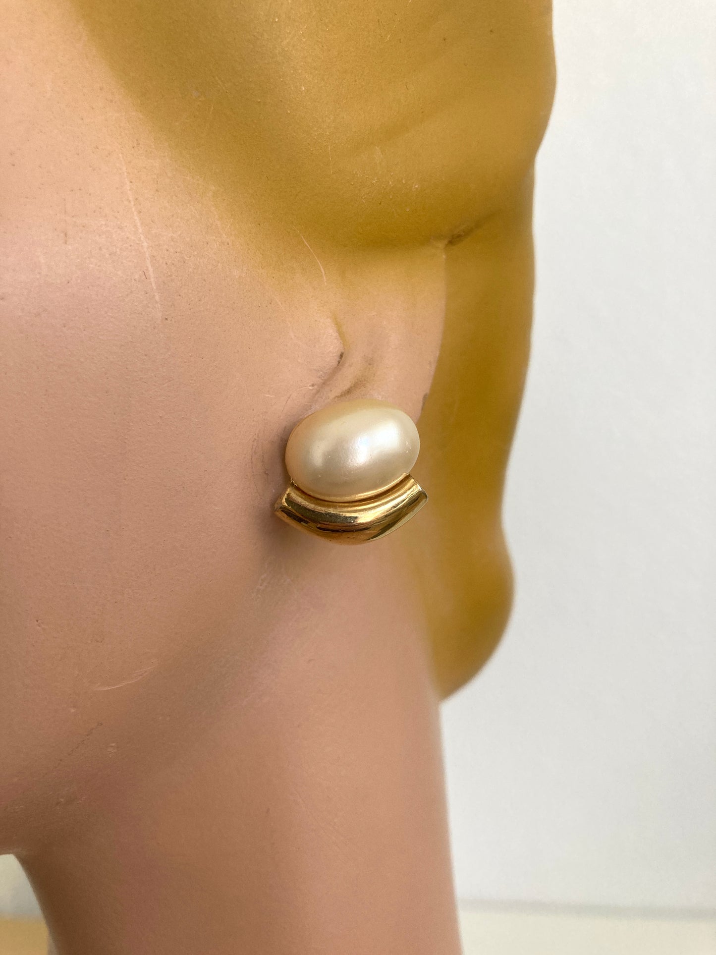 Aldo Cipullo Trifari Goldtone and Pearl Earrings