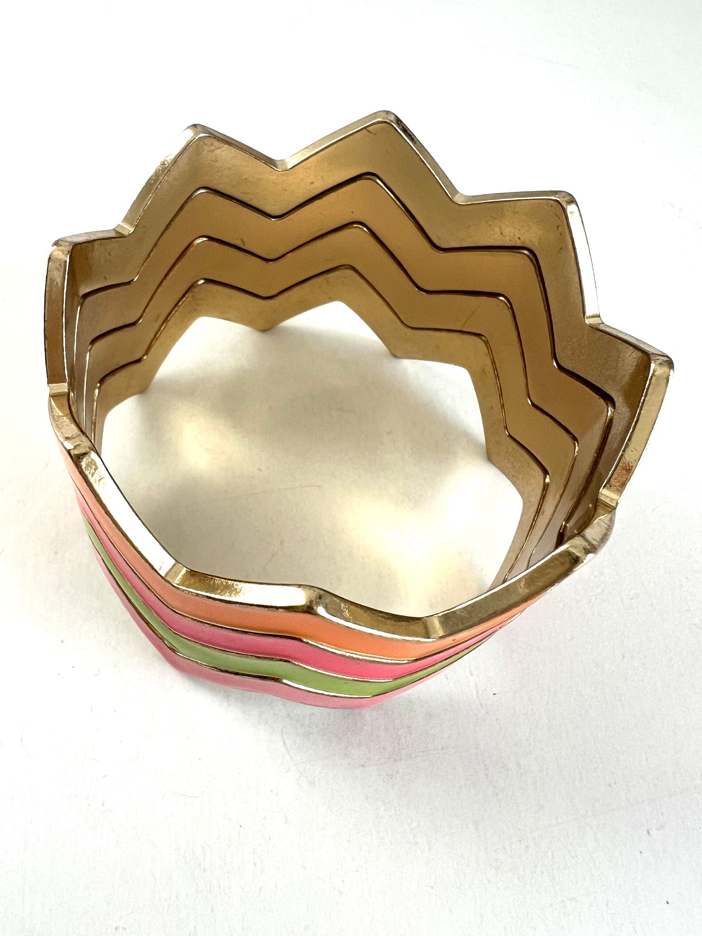 Zig Zag Chevron Bangle Stack of 4 Bangle Bracelets Bright Colors