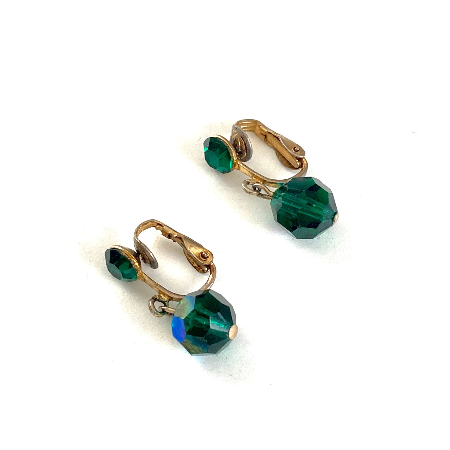 Green Crystal AB Drop Earrings