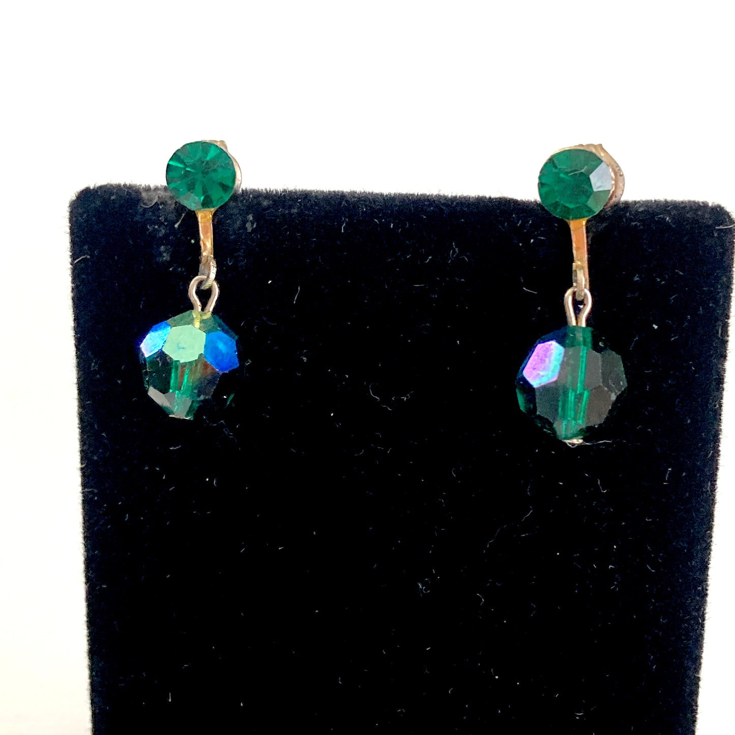 Green Crystal AB Drop Earrings