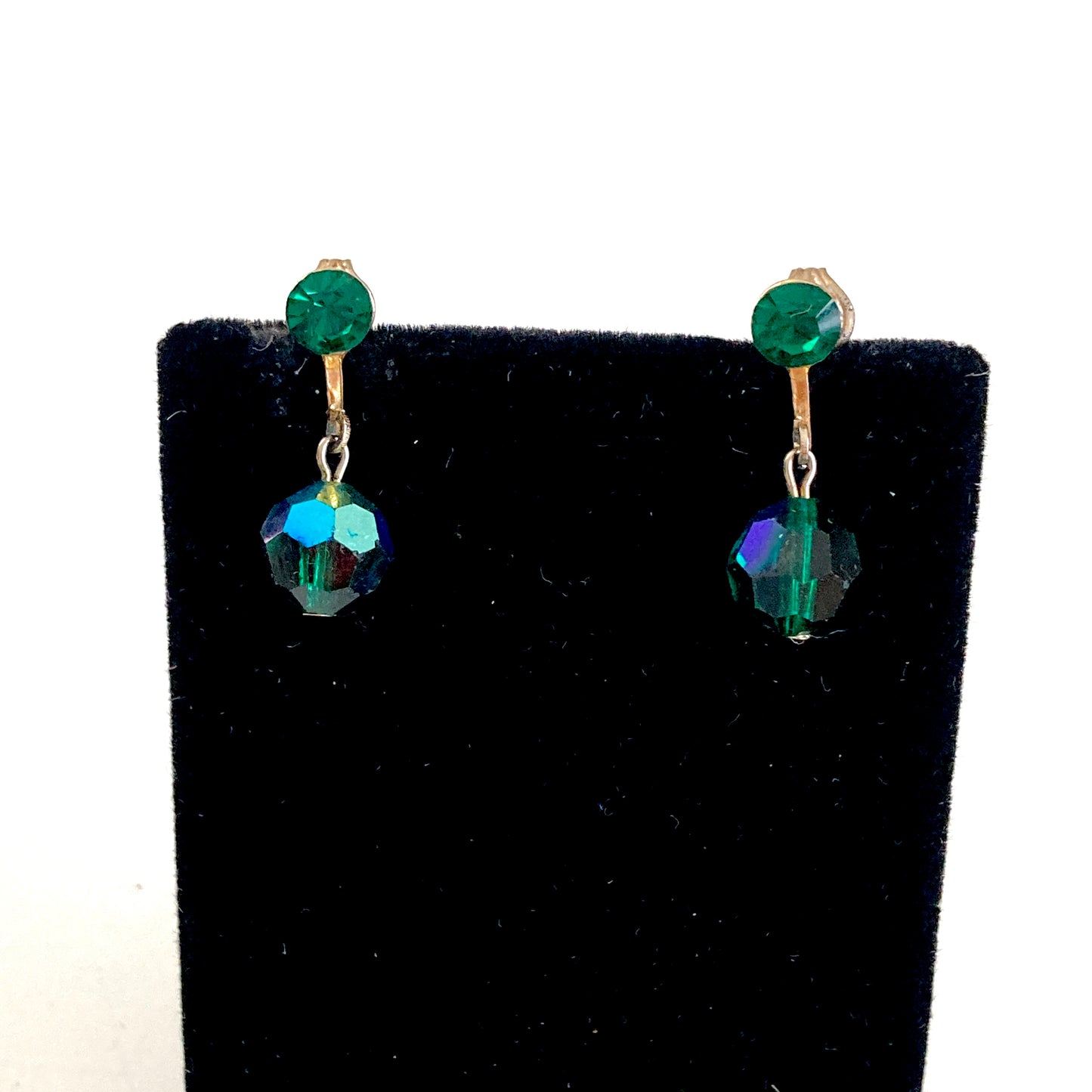 Green Crystal AB Drop Earrings