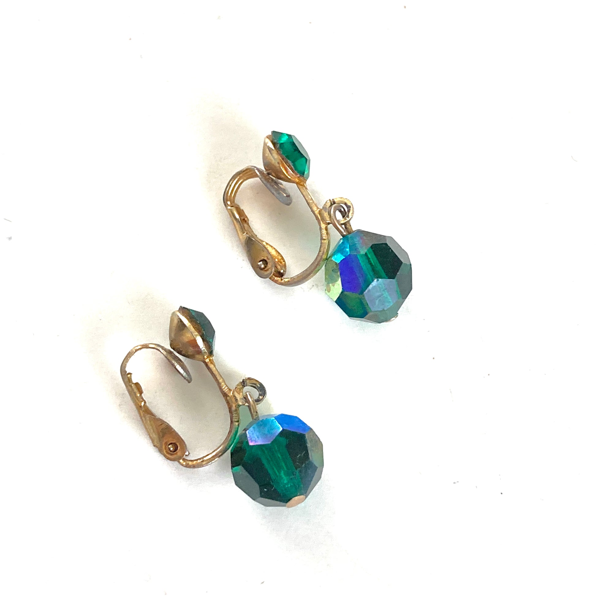 Green Crystal AB Drop Earrings