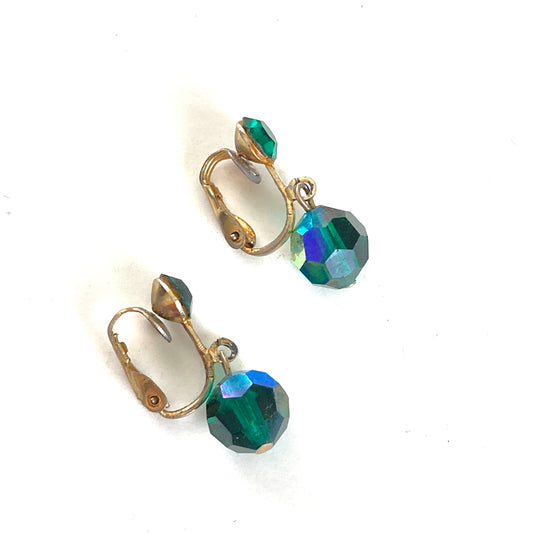 Green Crystal AB Drop Earrings