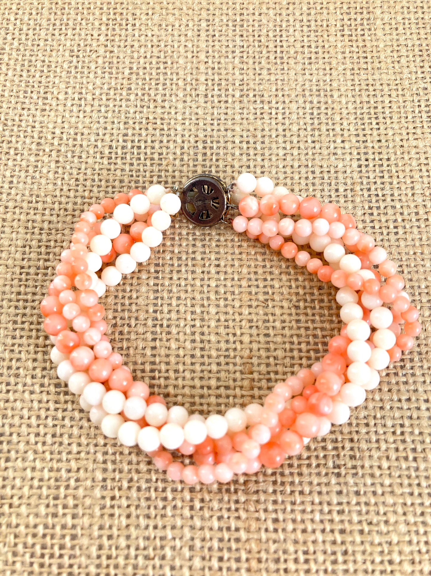 Victorian Angel Skin Coral Multi-strand Bead Bracelet