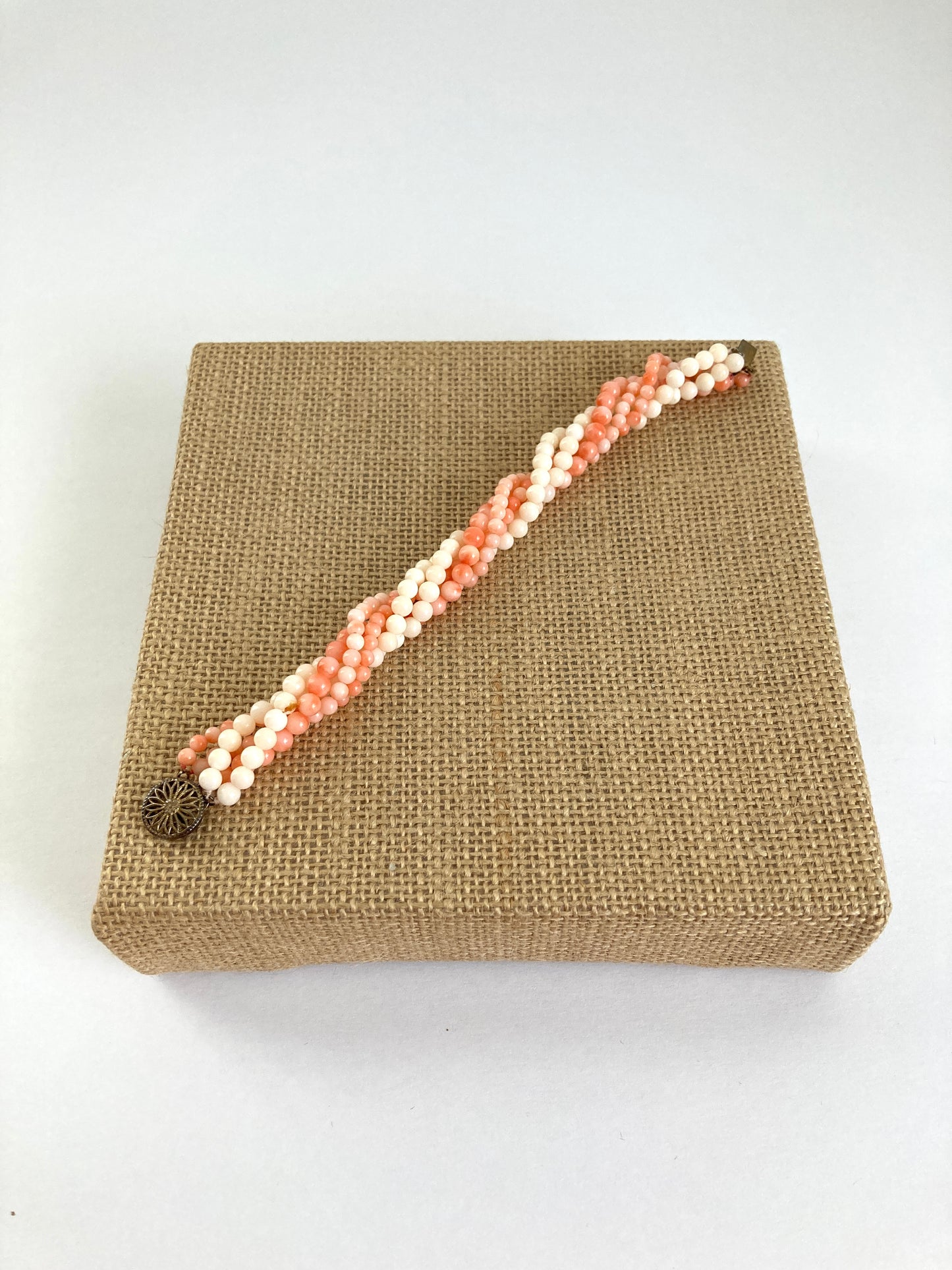 Victorian Angel Skin Coral Multi-strand Bead Bracelet