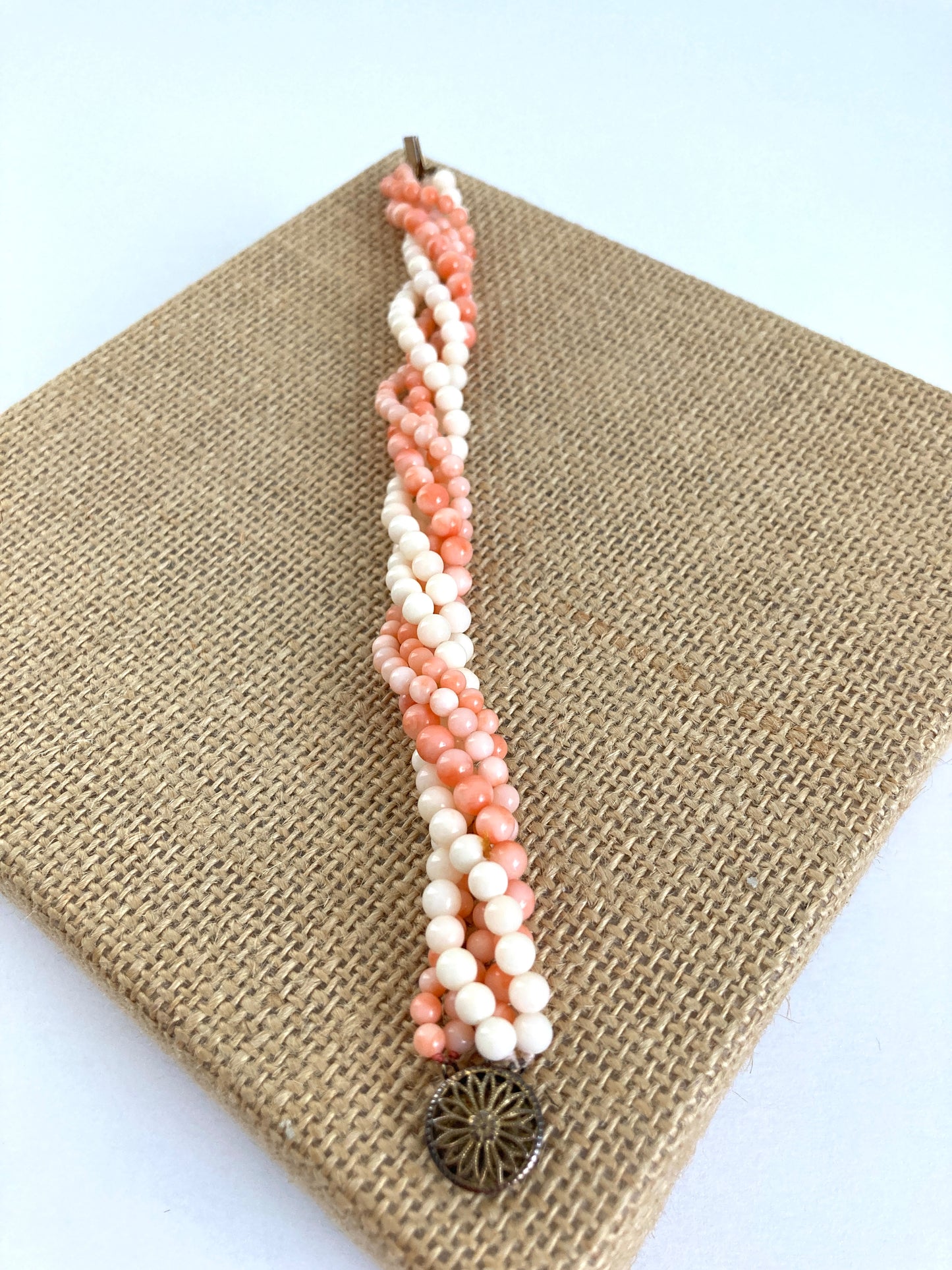 Victorian Angel Skin Coral Multi-strand Bead Bracelet