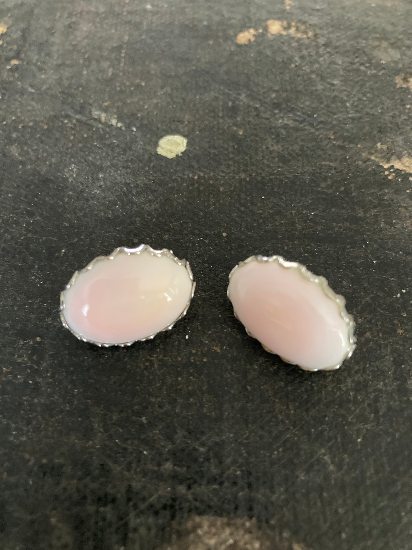 Vintage Angel Skin Coral Earrings Oval Cabochons