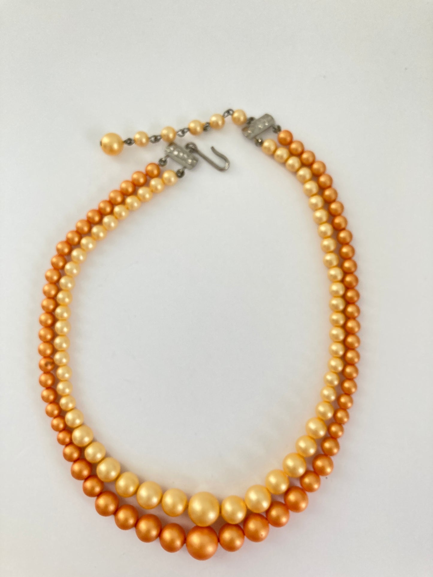 Orange and Apricot Double Strand 1960s Beaded Necklace